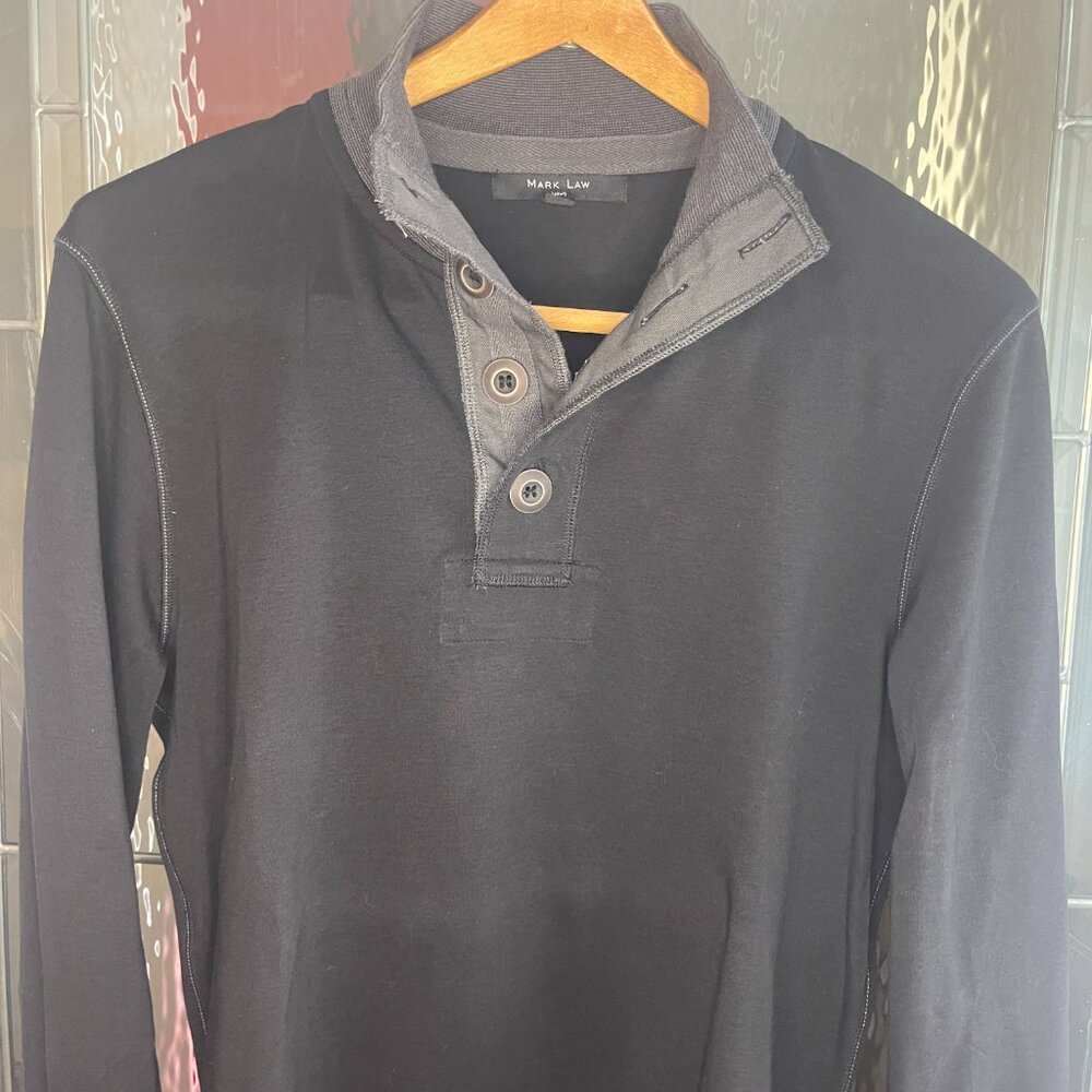Mark Law Luxury 1/4 Button Sweatshirt Black & Gray Size M